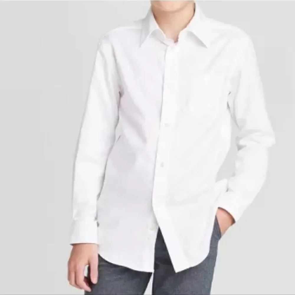 Cat & Jack™ Boy's White Long Sleeve Button-Down Shirt